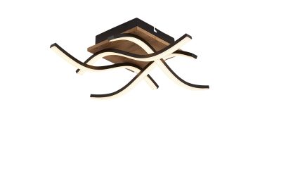 a light fixture with a wooden box